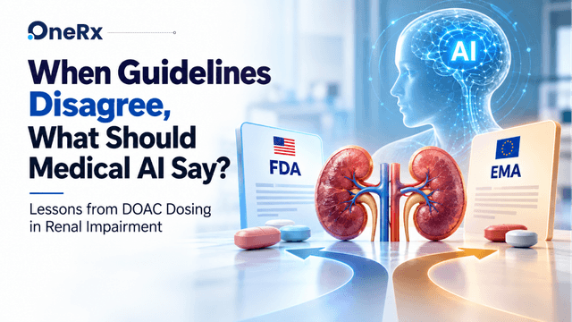 When Guidelines Disagree, What Should Medical AI Say? Lessons from DOAC Dosing in Renal Impairment